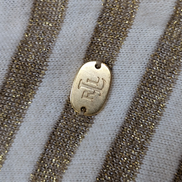 Pull Ralph Lauren (Lauren) Femme M Blanc Cassé Rayures Dorées Métal Chic 🏷️