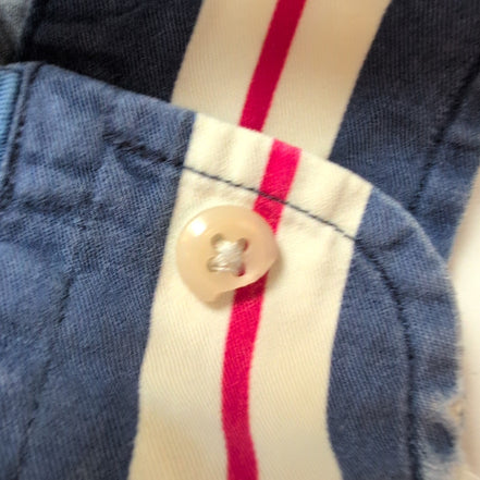 Chemise Ralph Lauren Blair M Rayures Bleu Blanc Rouge Logo Rouge