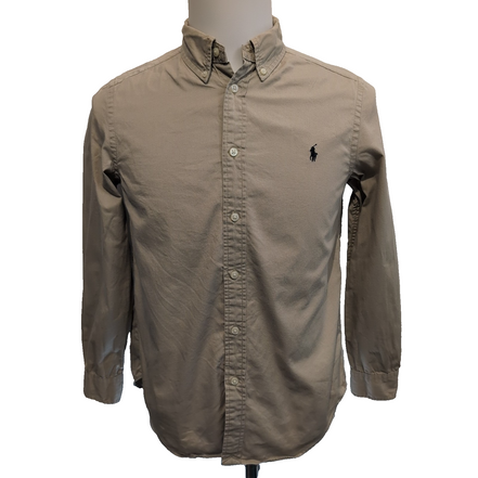 Chemise Ralph Lauren Enfant 14-16 Ans Marron Unie Logo Brodé Coton