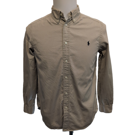 Chemise Ralph Lauren Enfant 14-16 Ans Marron Unie Logo Brodé Coton