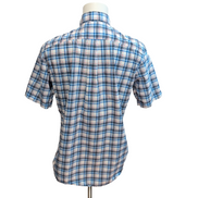 Chemise Nautica M Bleu Blanc Rouge Carreaux 100% Coton Manches Courtes
