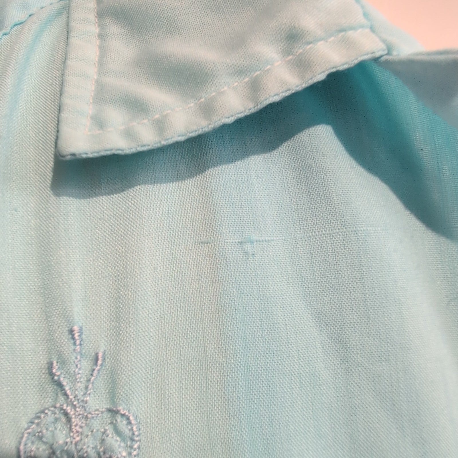 Chemise Guayabera Maya Real 3XL Bleu Brodée 4 Poches Made in Mexico