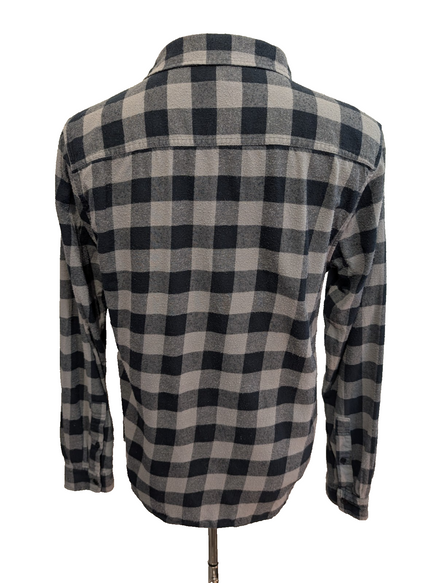 🔥 CHEMISE FLANELLE LEE VINTAGE L (G) CARREAUX NOIR GRIS DOUBLE POCHE
