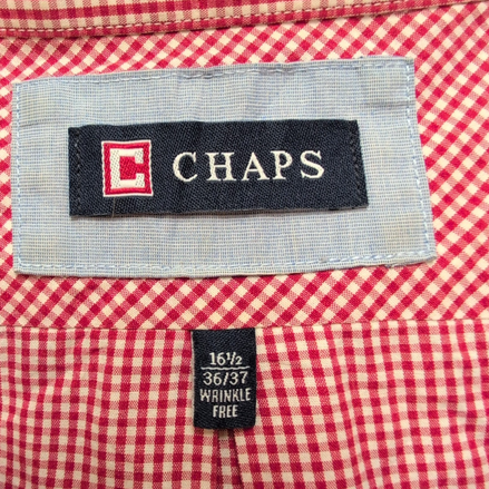 Chemise Chaps Rouge à Petits Carreaux 100% Coton Manches Longues - Taille L/XL