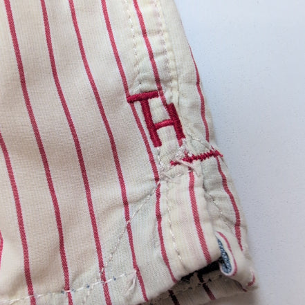 Chemise Tommy Hilfiger Denim blanc cassé rayures rouges manches courtes taille L