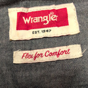 Chemise Wrangler Manche Courte Bleue Unie Stretch Taille XL Deux Poches
