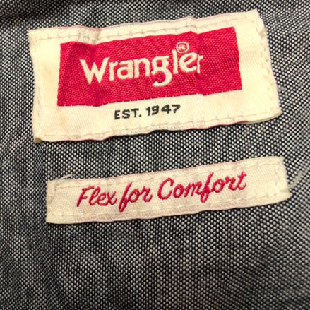 Chemise Wrangler Manche Courte Bleue Unie Stretch Taille XL Deux Poches