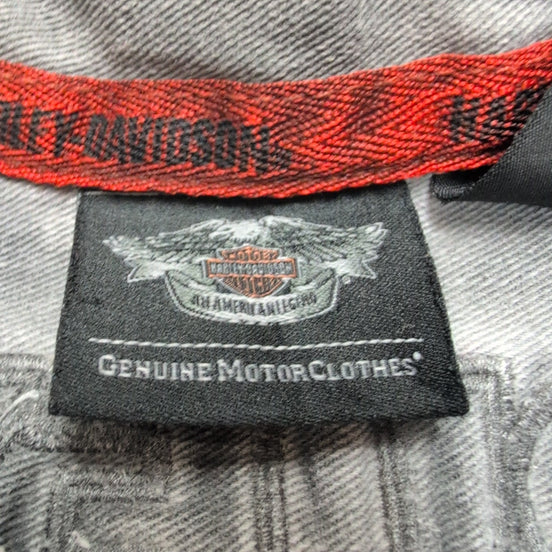 Chemise Harley Davidson M Grise Vintage Brodée Dos Manches Longues Coton
