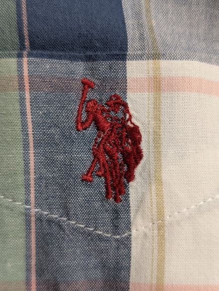 Chemise U.S. Polo ASNN manches courtes à carreaux logo rouge taille XL #252msch