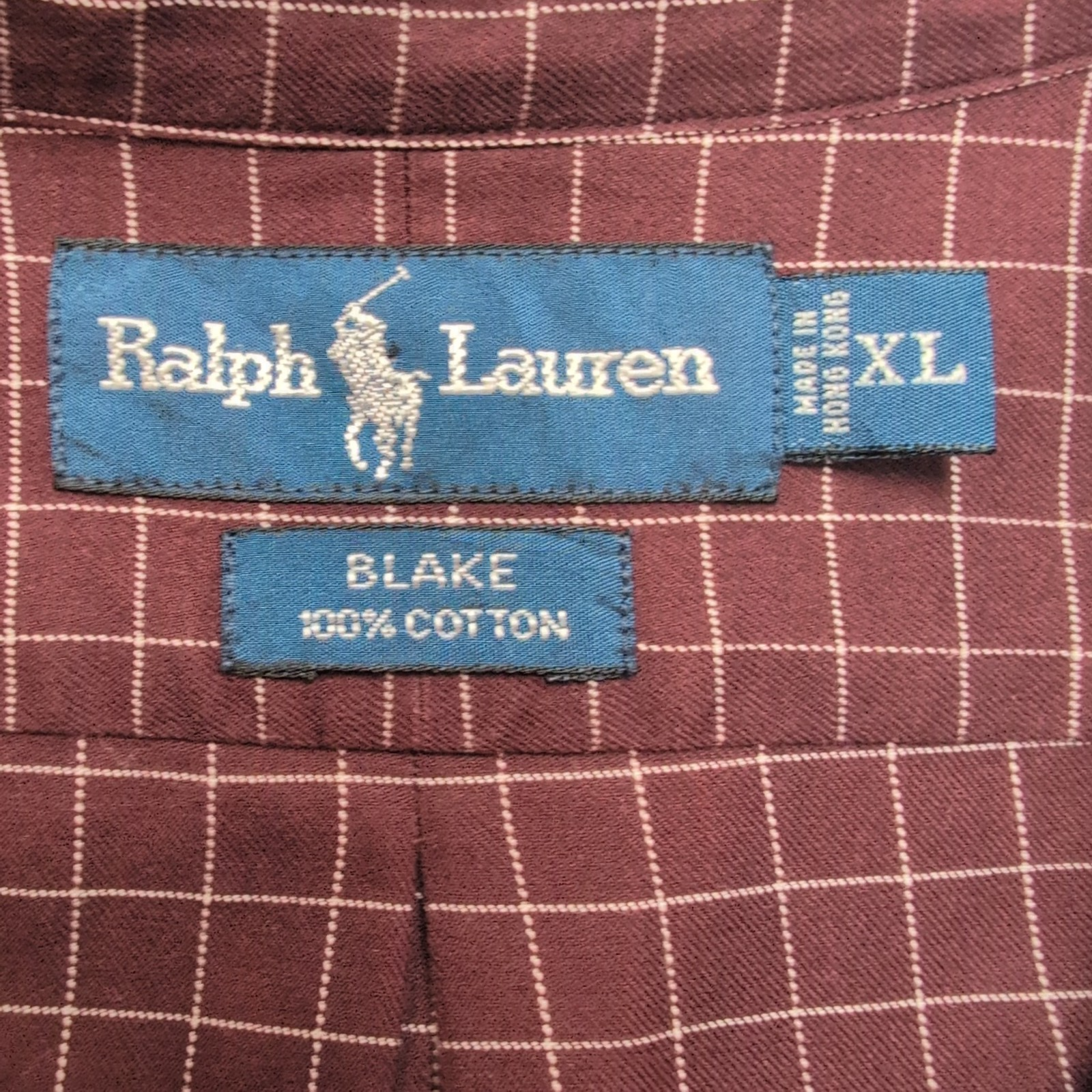 Chemise Ralph Lauren Blake XL XXL Bordeaux Carreaux Manches Longues
