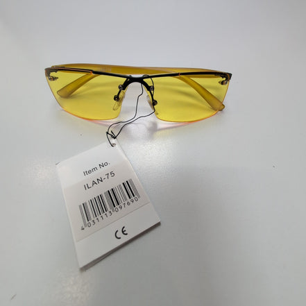 Lunettes de soleil Y2K Rectangulaires Métal Noir et Jaune Translucide