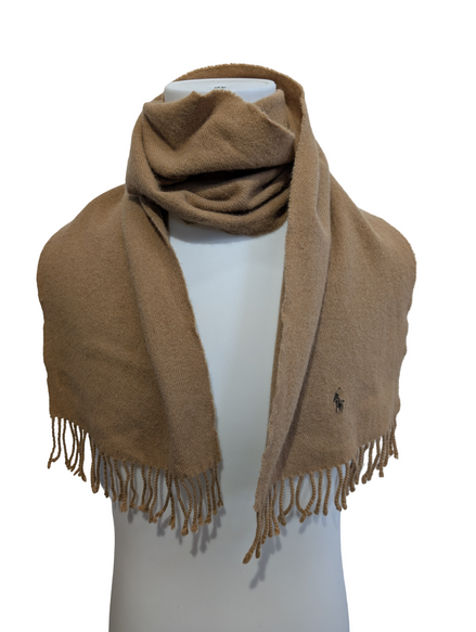 Écharpe Polo Ralph Lauren Camel Marron Clair Mélange Coton & Laine