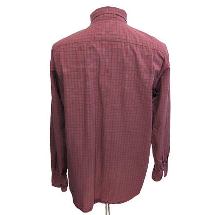 Nautica Chemise Rouge Foncé Carreaux Manches Longues 100% Coton Homme L