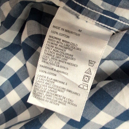 Chemise Nautica M Bleu Blanc Carreaux Manches Courtes 100% Coton