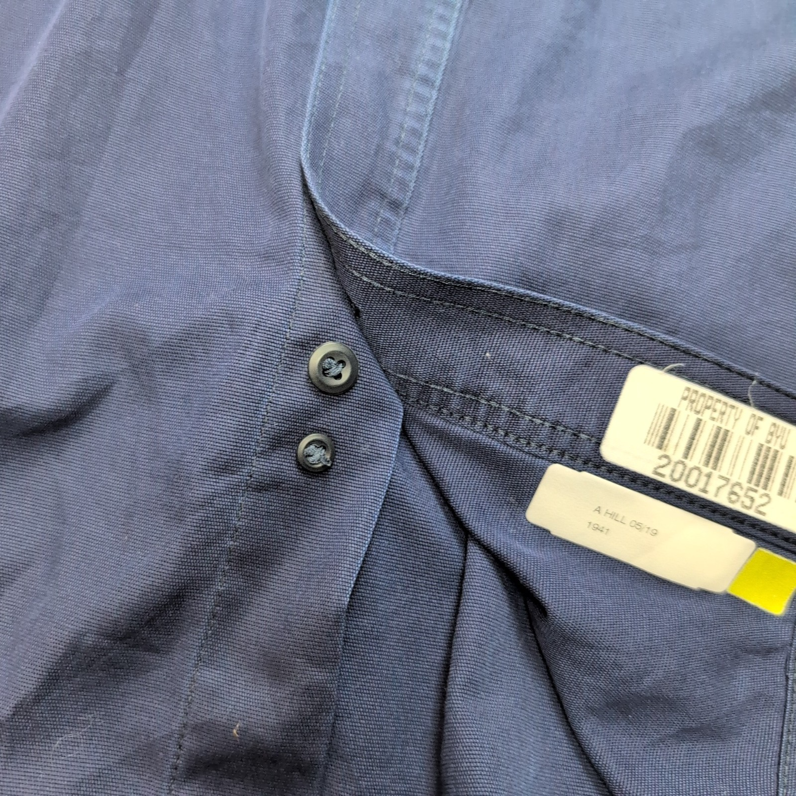 Chemise Carhartt 2XL Tall Relaxed Fit Bleu Marine 2 Poches Zip manches courtes