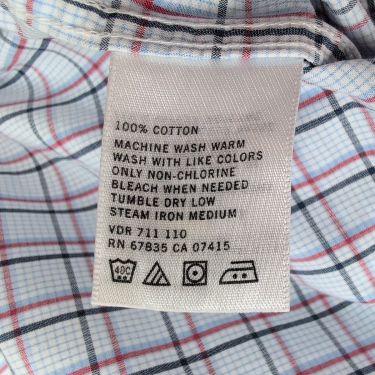 Chemise Nautica M Bleu Carreaux Rouge Noir Coton Logo Brodé Manches Courtes