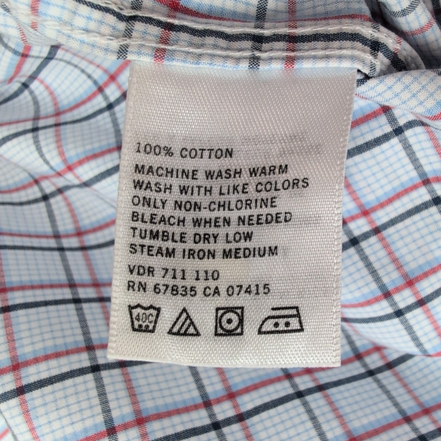Chemise Nautica M Bleu Carreaux Rouge Noir Coton Logo Brodé Manches Courtes