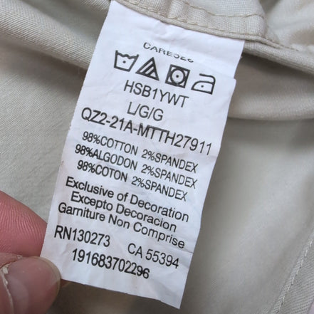 Chemise Wrangler Manches Courtes Crème à Poches Stretch Taille L