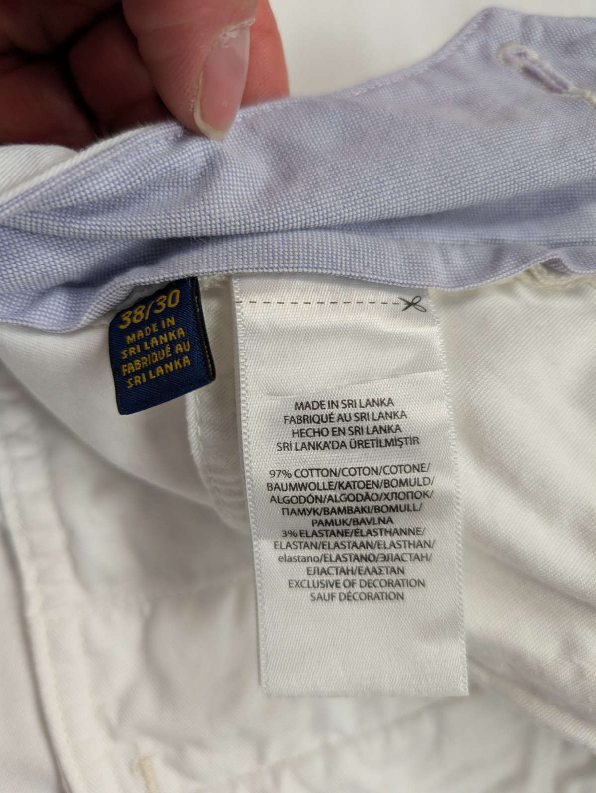 Pantalon chino Polo Ralph Lauren W38 L30 blanc Stretch Straight Fit