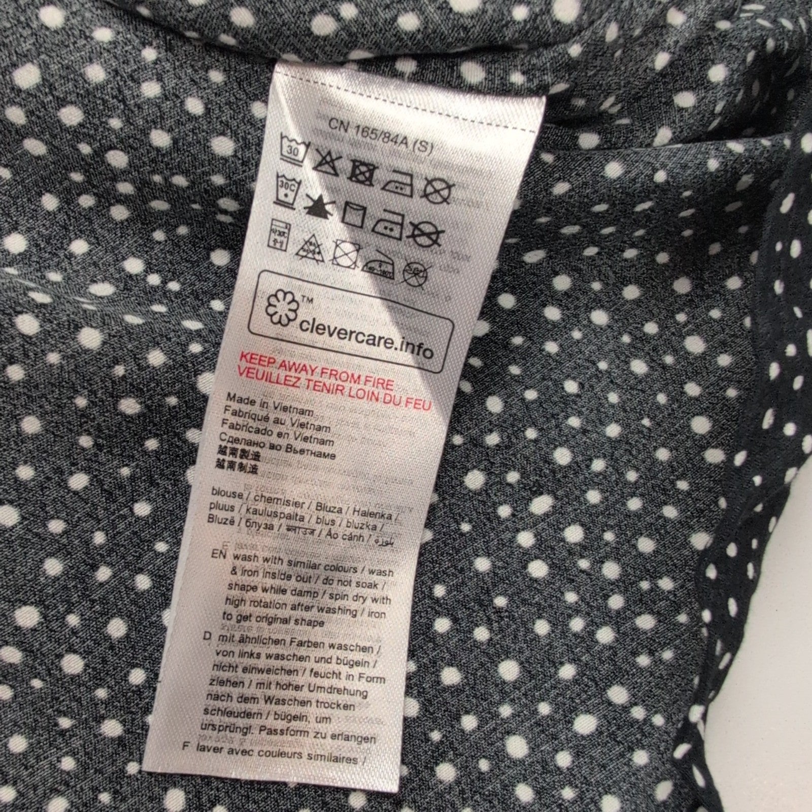 Haut Esprit Femme M Noir Pois Blancs Manches 3/4 Viscose Neuf Étiquette