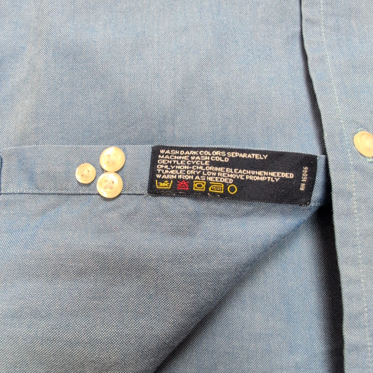 Chemise Nautica Oxford bleu uni Hong Kong coton taille M/L logo brodé