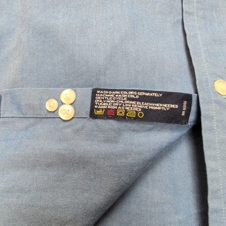 Chemise Nautica Oxford bleu uni Hong Kong coton taille M/L logo brodé