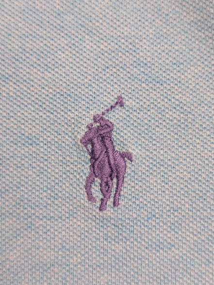Polo manches courtes Polo Ralph Lauren XL bleu ciel logo violet Custom Slim Fit