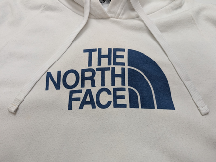 The North Face Sweat à Capuche Blanc Logo Bleu Marine - Taille M Femme