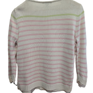 Pull LAUREN Ralph Lauren femme L coton blanc rose rayures col rond