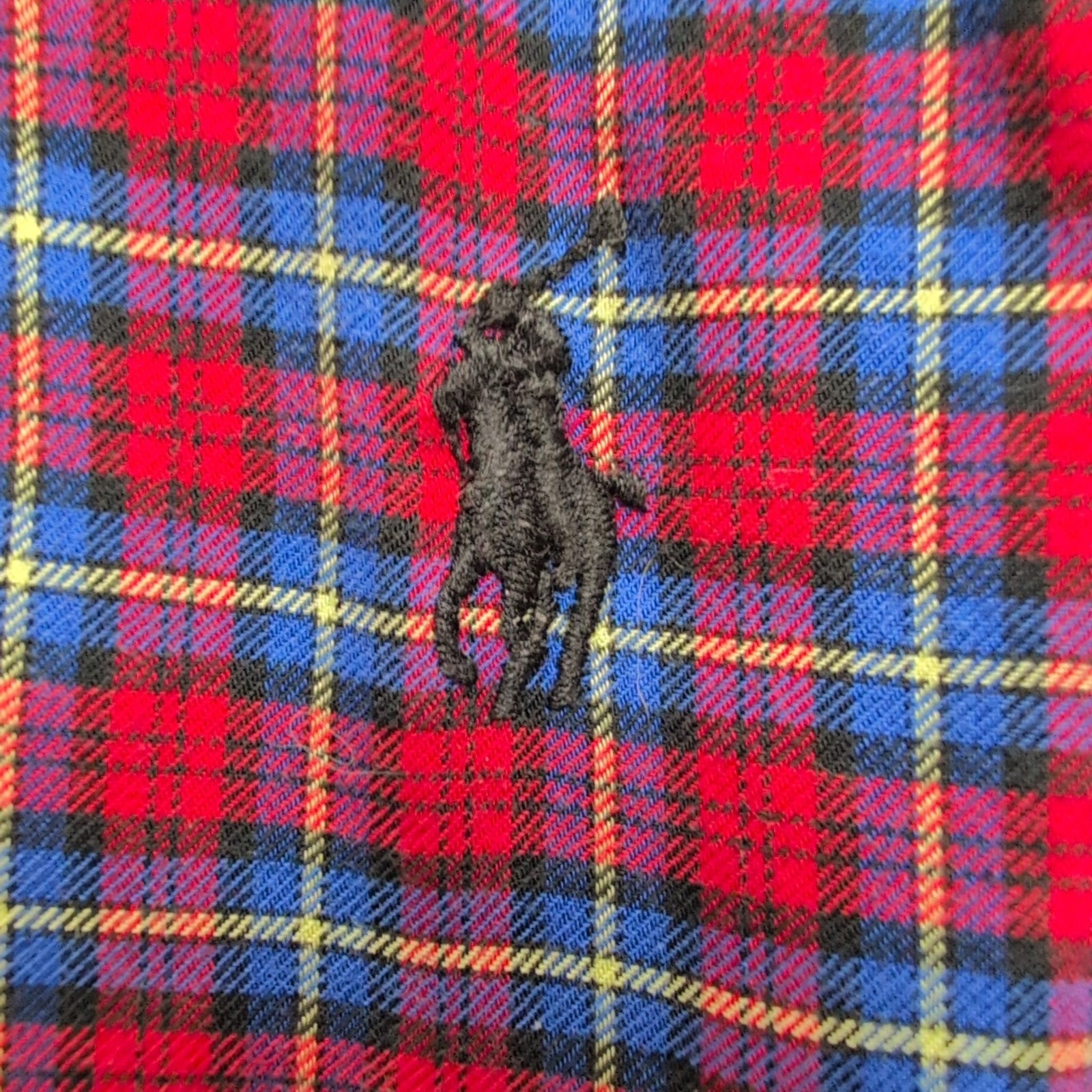 Chemise Ralph Lauren M Rouge Bleue Carreaux Logo Noir Button Down Shirt