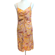 Robe d'Été Fleurie Taille M Rayonne Bretelles Réglables Rose Jaune