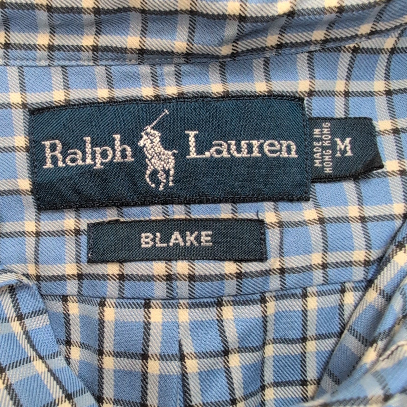 Chemise Ralph Lauren Blake M/L Bleue Carreaux Poche Button Down Coton Shirt