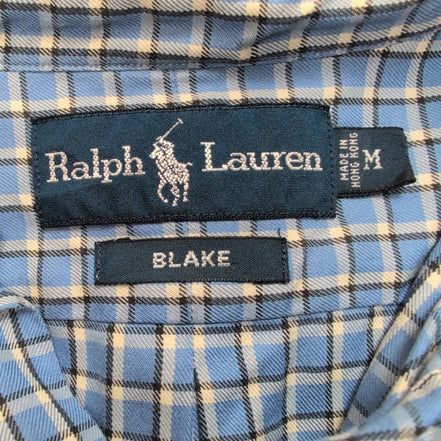 Chemise Ralph Lauren Blake M/L Bleue Carreaux Poche Button Down Coton Shirt