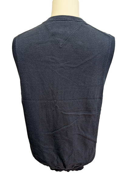 Pull Sans Manche TOMMY HILFIGER 100% PIMA COTTON Bleu Marine Taille M Neuf