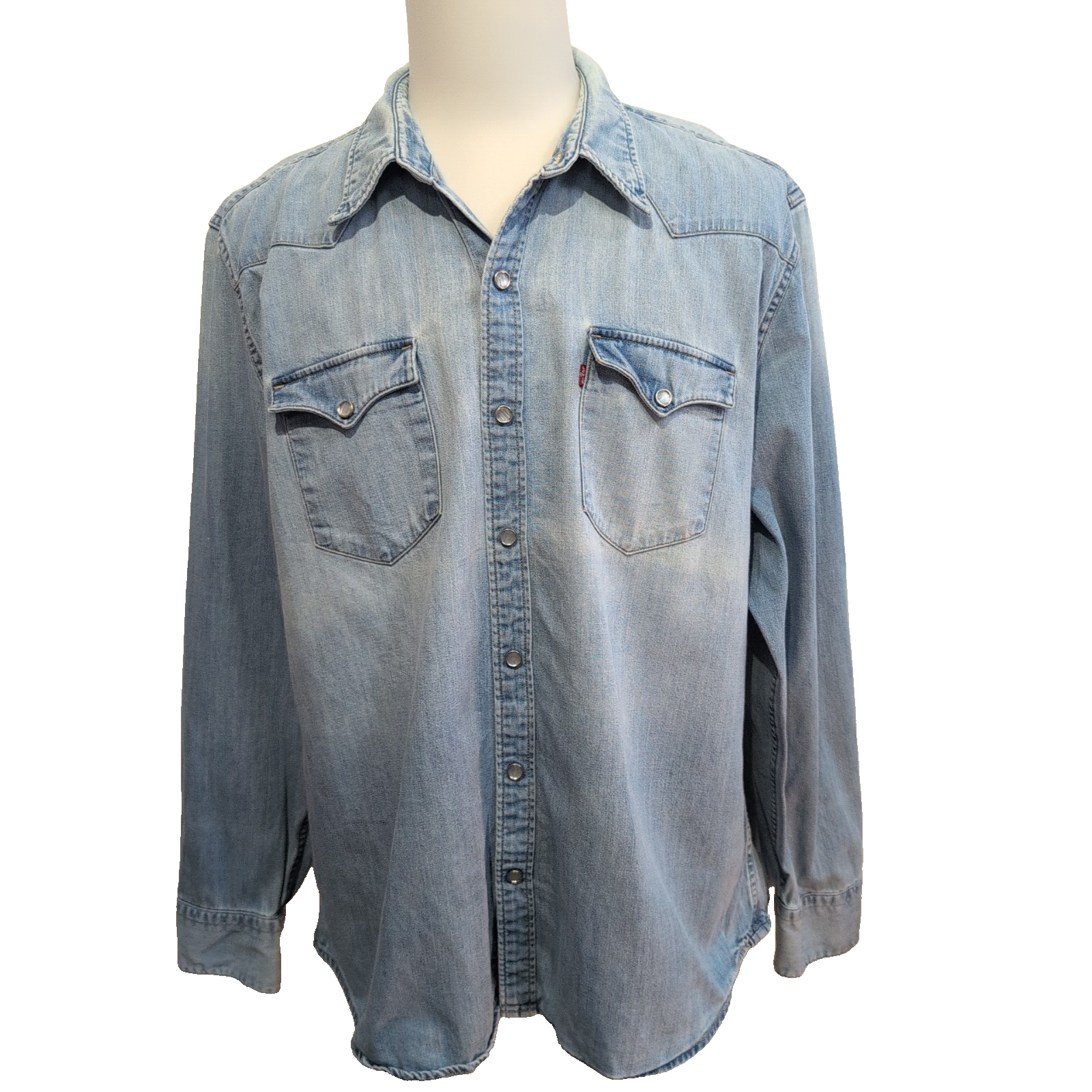 Chemise Westen Levi's Vintage Denim Bleu Clair Boutons Pressions Nacrés T. XXL