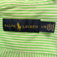 Chemise Ralph Lauren L Rayures Vertes Logo Violet 100% Coton manches longues