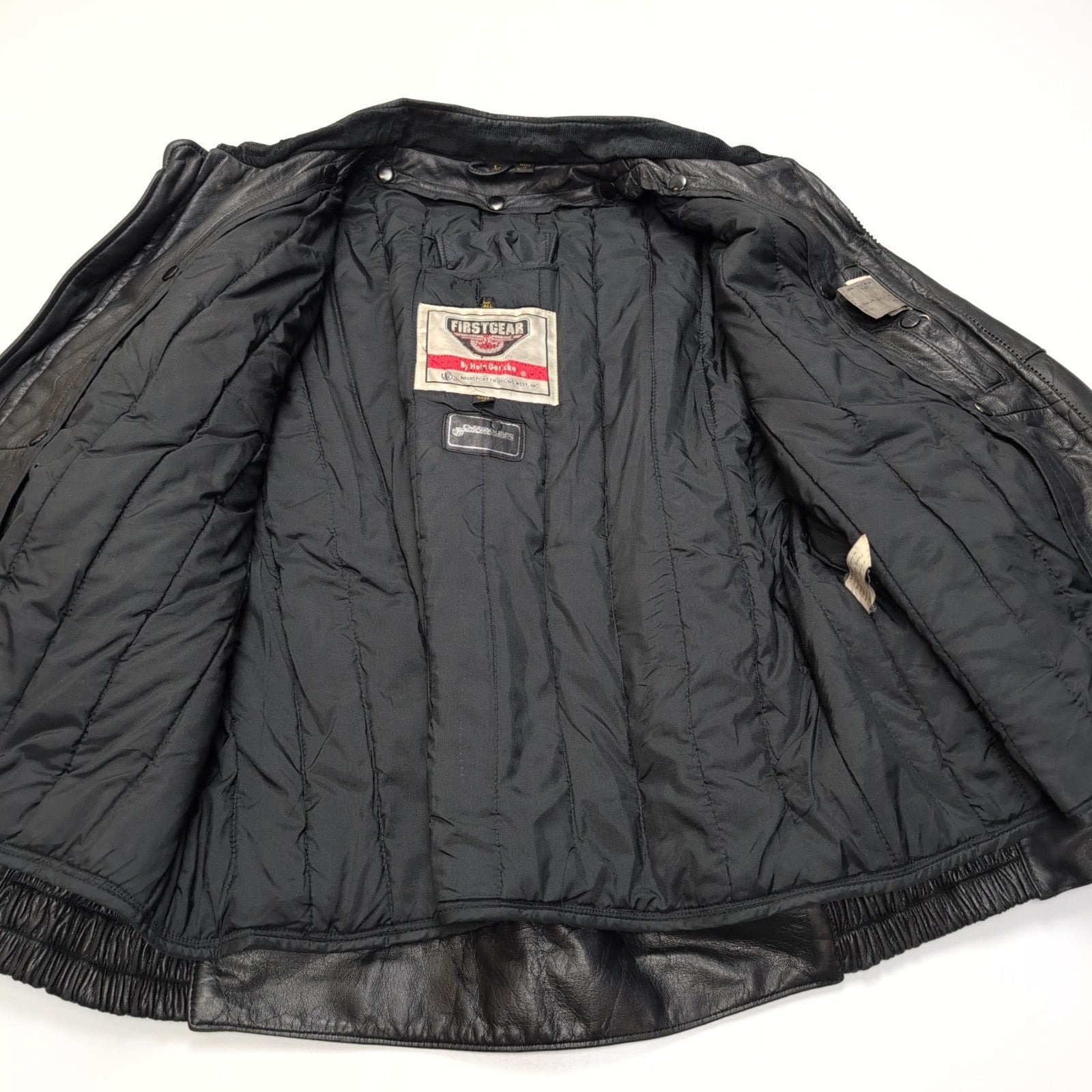 🏍️ FIRSTGEAR HEIN GERICKE Blouson Cuir Noir MOTO Biker Zippé TALL L/XL |42c