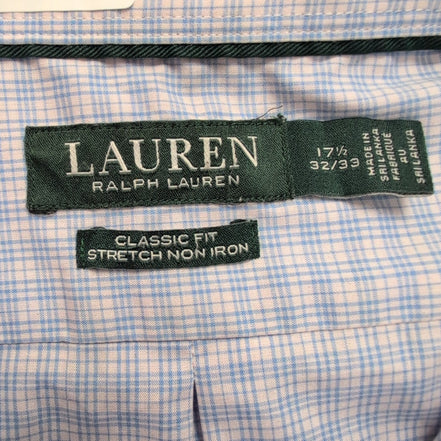 Chemise Lauren Ralph Lauren Bleue À Carreaux Classic Fit Manches Longues T.XL