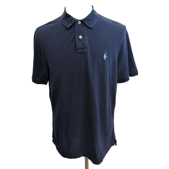 Polo Ralph Lauren Homme L Bleu Marine Logo Bleu Ciel Polo Manches Courtes