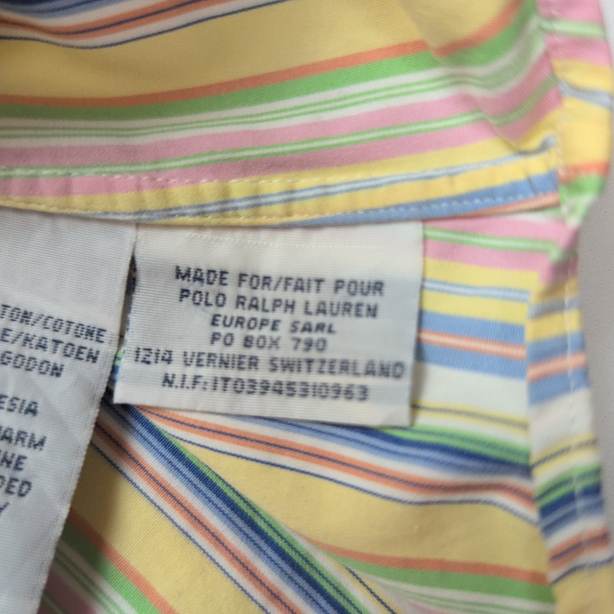 Chemise Polo Ralph Lauren Custom Fit M Rayures Multicolores Logo Bleu