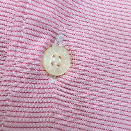 Lacoste chemise rose pâle fines rayures logo blanc taille XL 42