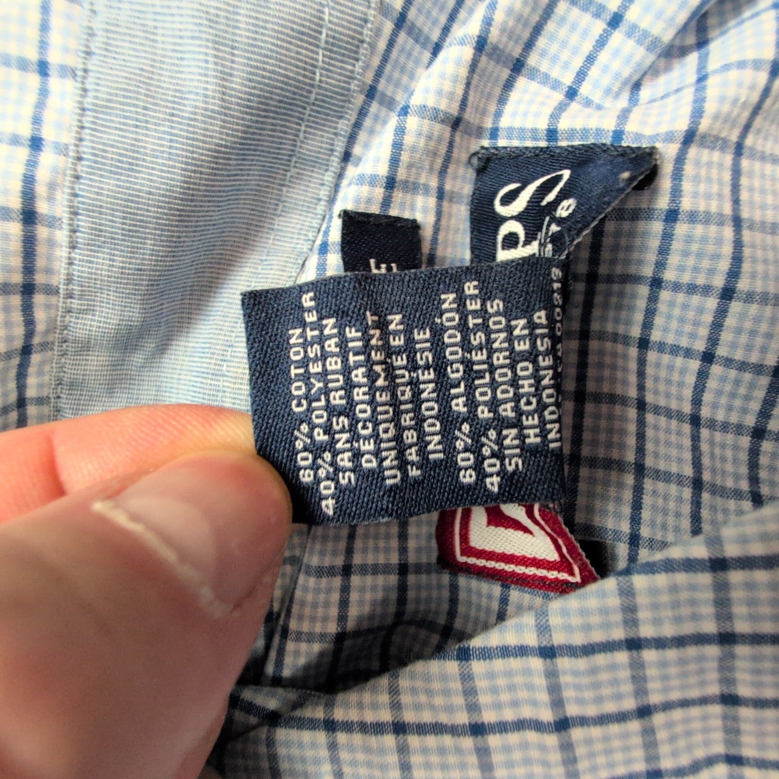 Chemise Chaps bleu clair à carreaux taille M #48e