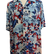 Chemise Hawaïenne George 100% Rayonne - Motif Fleuri & Palmiers - XL