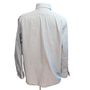 Chemise Lacoste XXL Blanche Rayures Grises Made in Hong Kong 100% Coton