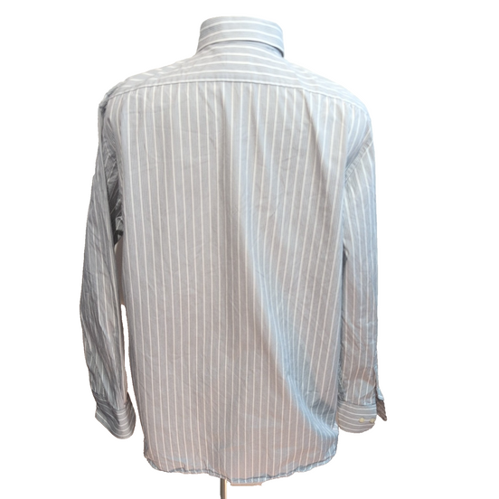 Chemise Lacoste XXL Blanche Rayures Grises Made in Hong Kong 100% Coton