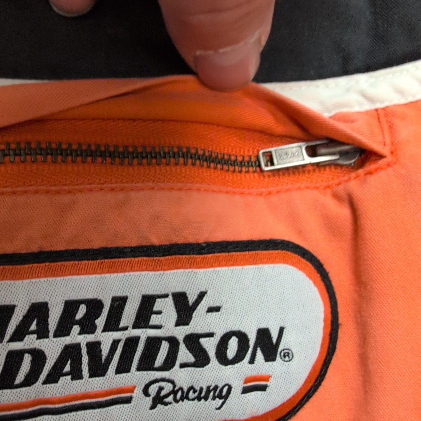 Chemise Harley Davidson noire orange brodée dos coton manches courtes L