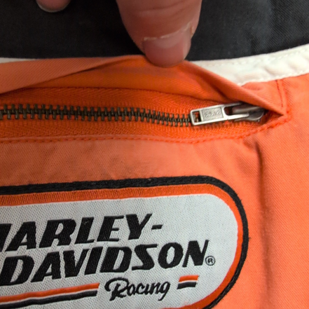 Chemise Harley Davidson noire orange brodée dos coton manches courtes L