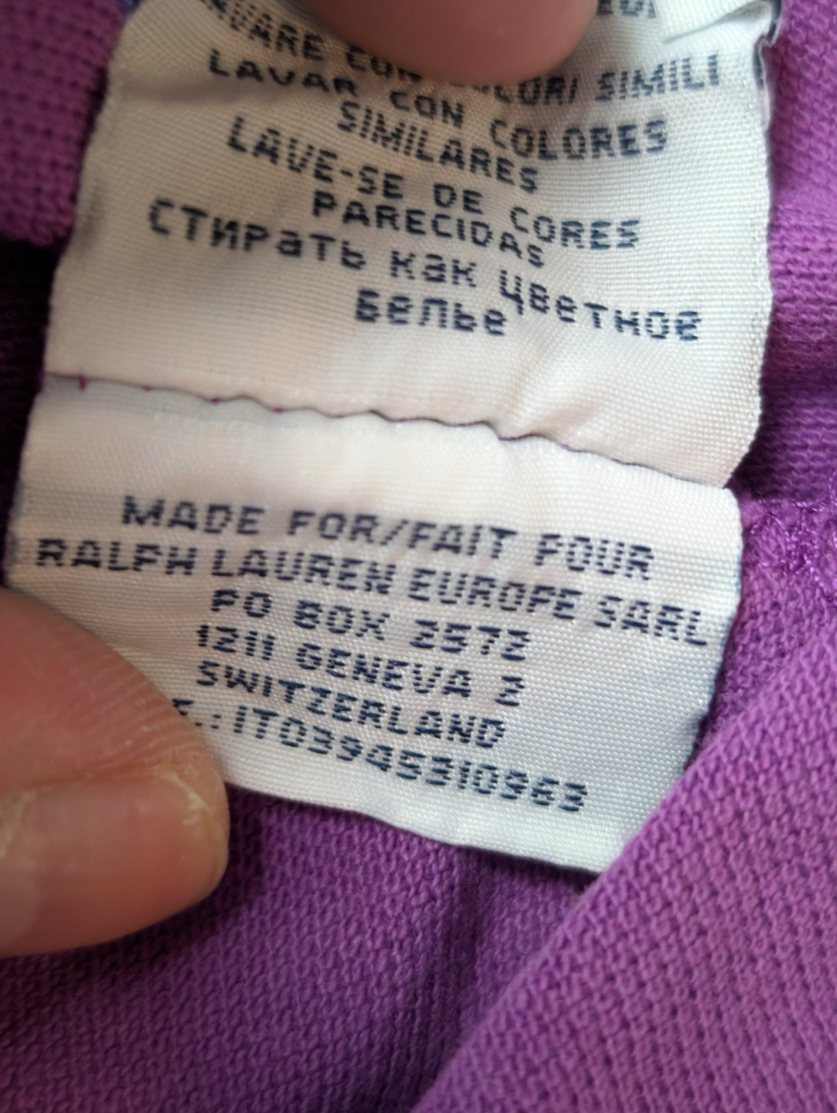 Polo manches courtes Polo Ralph Lauren violet lilas logo turquoise Custom Fit L