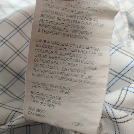 Chemise Tommy Hilfiger Homme L/XL Blanche Carreaux Bleus Kaki Coton