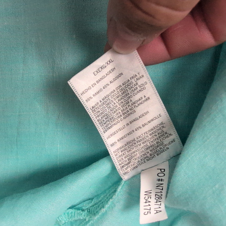 Chemise Nautica 2XL 3XL Turquoise Ramie (Lin) Coton Manches courtes Logo Brodé